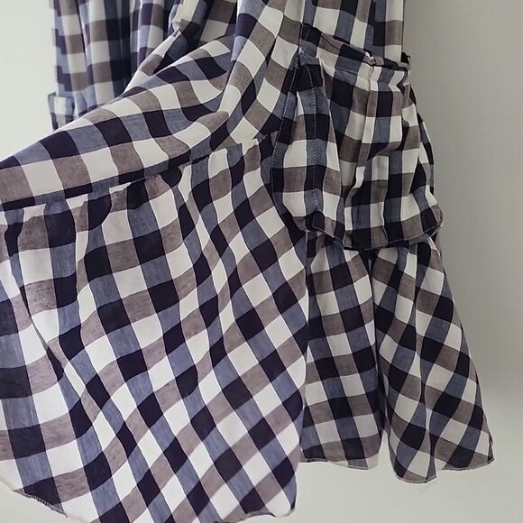 Walter Boho Lagenlook Purple Gingham Cotton Cottagecore V Neck Mini Dress L (F9) - Picture 10 of 14